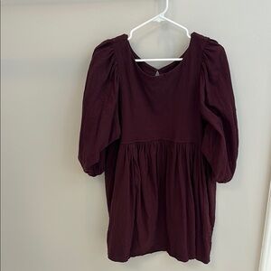 Free People Maroon Puff Sleeve Dress